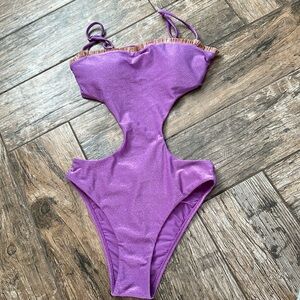 Aqua De Coco One Piece cut out purple swimsuit swim small